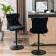 Tabouret de bar pivotant en velours à hauteur réglable et base de 17,7 po, ensemble de 2-870476457
