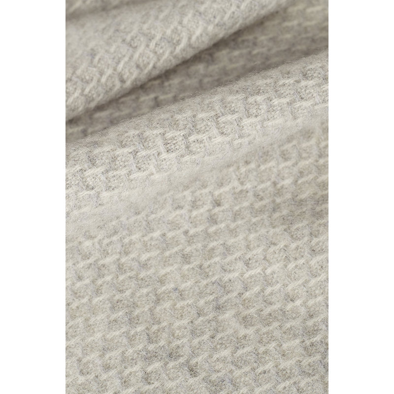 Wool Cashmere Wool and Cashmere Quilted Throw Blanket, Pearl/White
