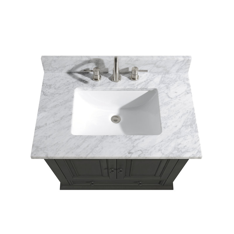 Thompson 31" Single Modern Bathroom Vanity Set, Carrera White, Charcoal Glaze