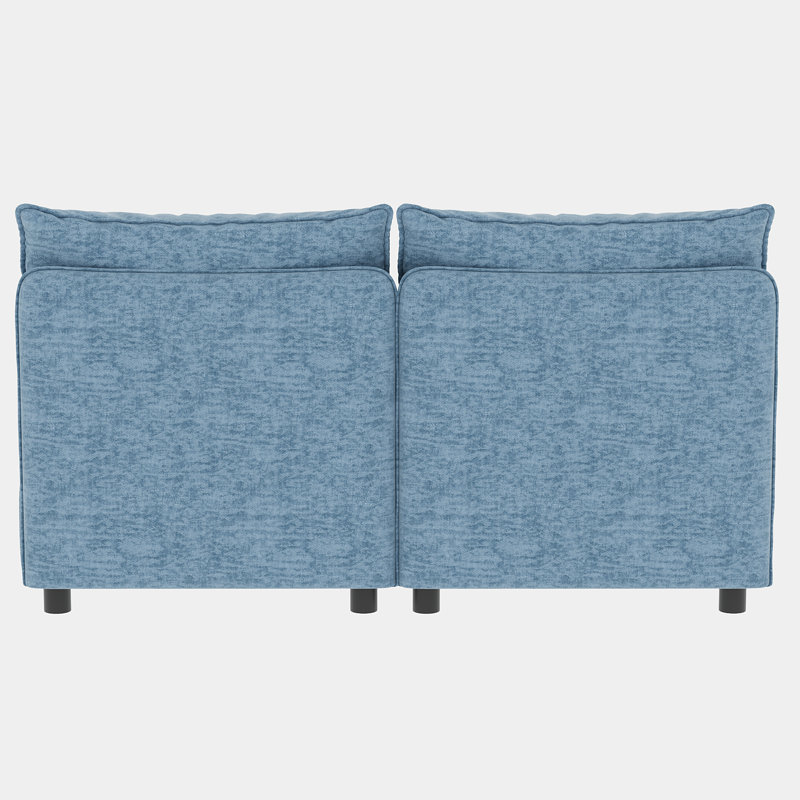 Siège sans accoudoirs pour canapé modulaire modulaire, siège convertible avec rangement (2 pièces), Polyester bleu