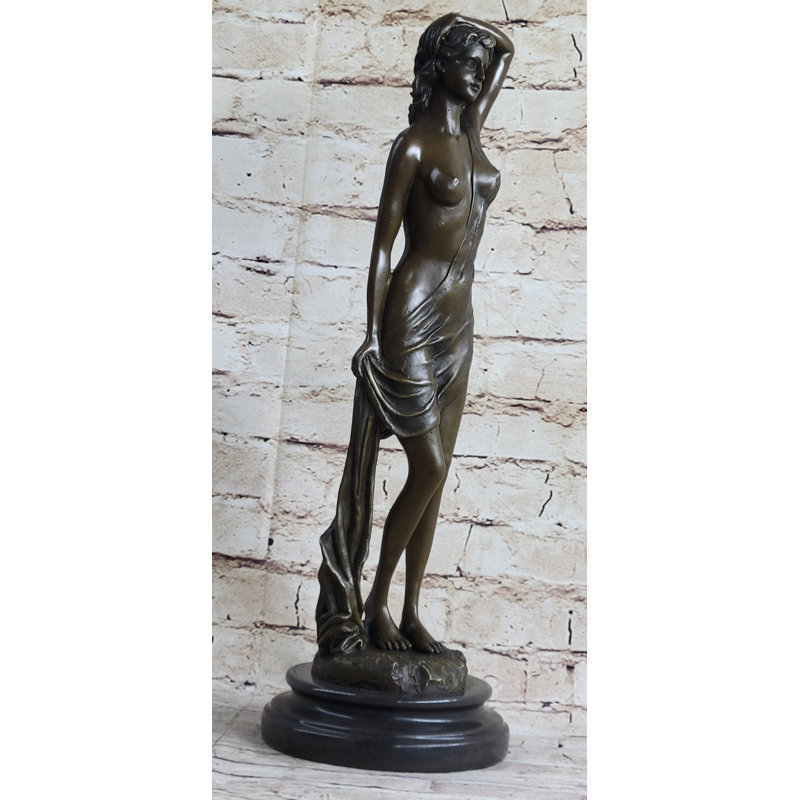Statue féminine nue, sculpture érotique en bronze, sculpture originale signée 18 po x 6 po