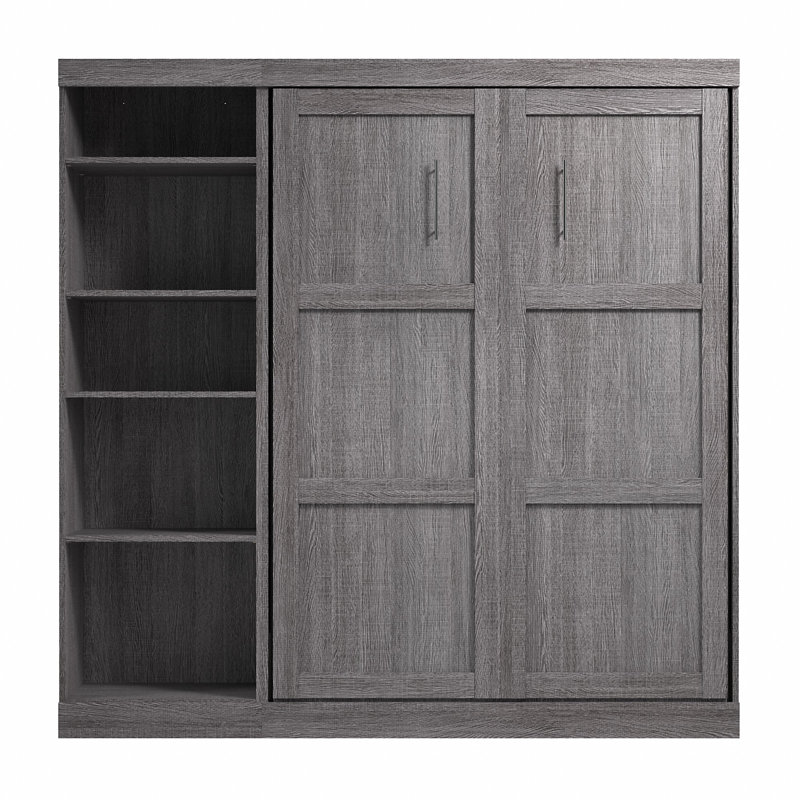 Lit escamotable avec rangement Arlex, Écorce gris, Plein