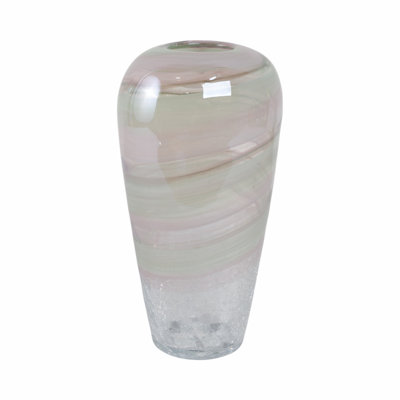 Ahmid Modern Handcrafted Glass Decorative Vase with Sleek Tapered Silhouette and Artisanal Swirl Design for Contemporary Interior Style Accent Display Decor