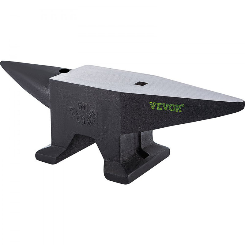Enclume en acier coulé, enclume à corne simple de 110 lb (50 kg) avec grand comptoir et base stable, enclume à corne ronde robuste de haute dureté, pour plier, façonner