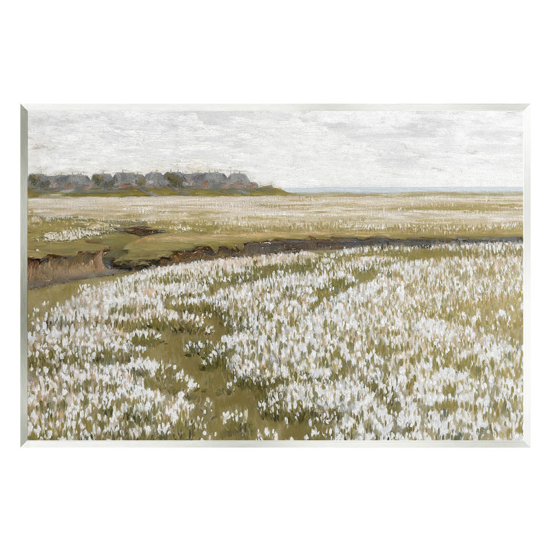 «Flower Meadow Landscape», art mural sur toile par lettrage et doublure, L 15 po x H 10 po x P 0,5 po, Cadre blanc