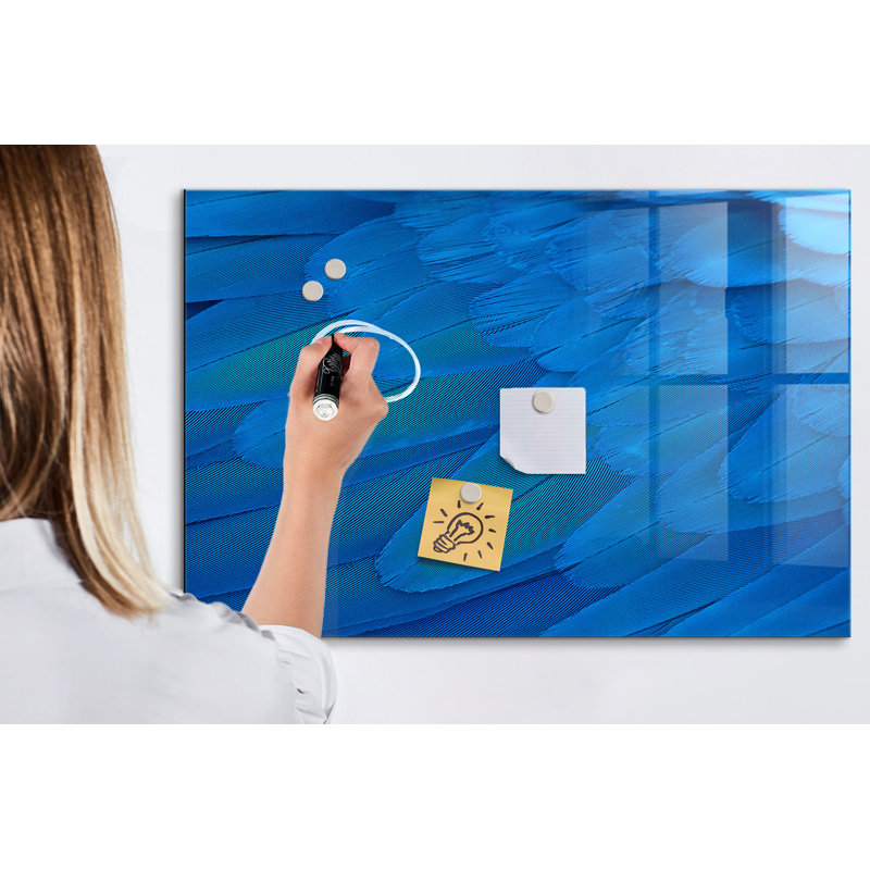 Magnetic Memo Board Whiteboard - 90 x 60 cm - With Marker and Magnets - Bird's feather