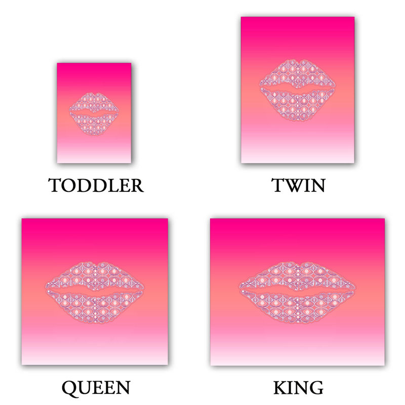 Ensemble de housse de couette en arc de lèvres sorbet, 1 housse de couette grand + 2 taies standards