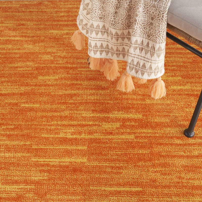 Mullican Sandy Solid Sunburst Orange Easy Care Indoor/Outdoor Area Rug, Rectangle 8' x 10'