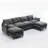 Modular Sofa,U Shaped Cloud Couch Comfy Set ,6-Seater, 2 Armrest Pillows,Convertible Sectional  Couch, Living Room,Apartment, Chenille(2 Movable Ottoman) (Sectional)-882558206