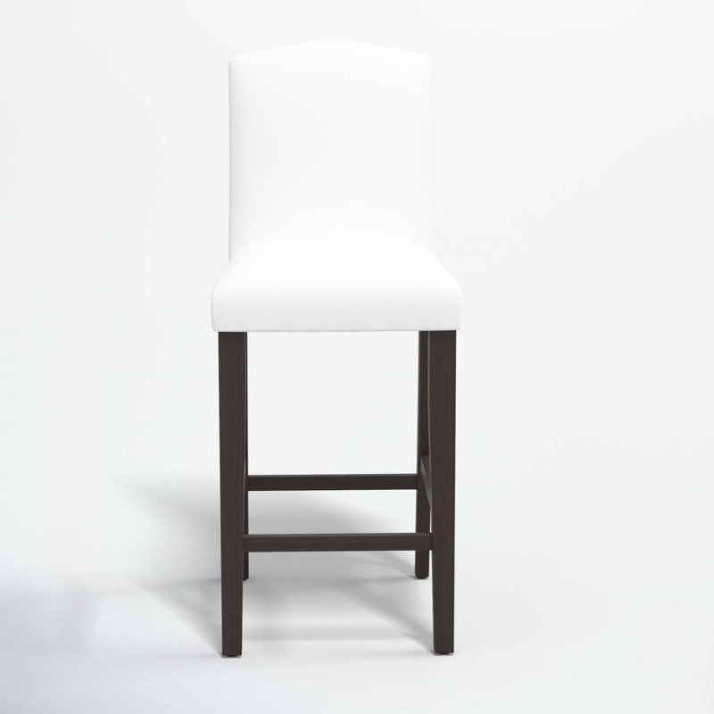 Tabouret de bar et de comptoir April, Tabouret de bar (siège d'une hauteur de 31 po), Sergé blanc performance, Bois noir