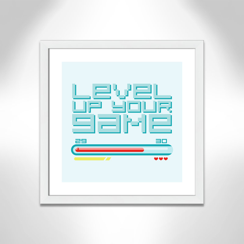 Level up' Framed Art, 22.5" H x 22.5" W x 0.63" D, White Framed