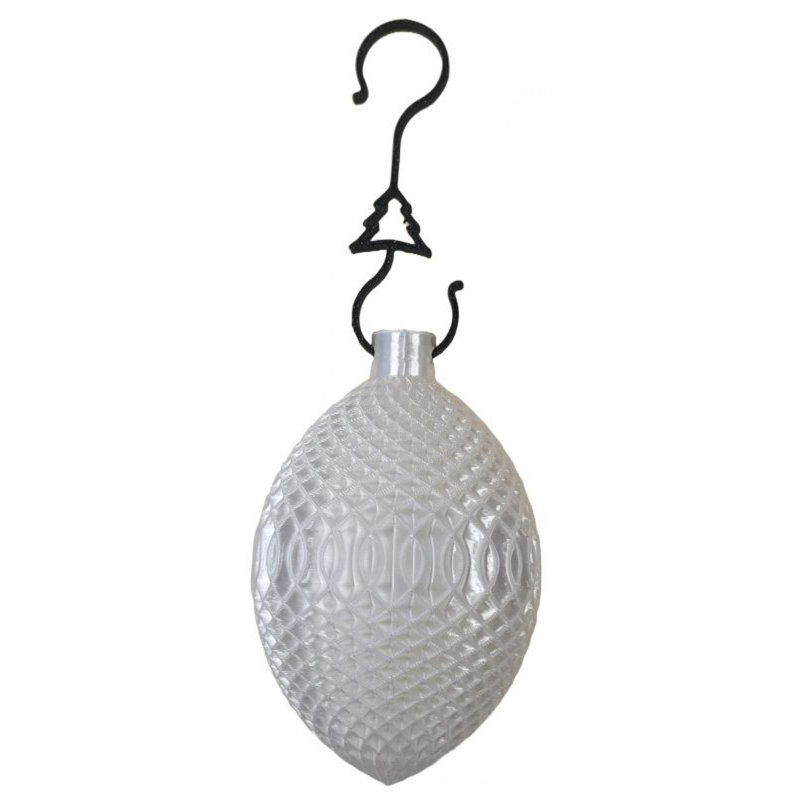 White Patterned Egg Shaped 3D Printed Ornament