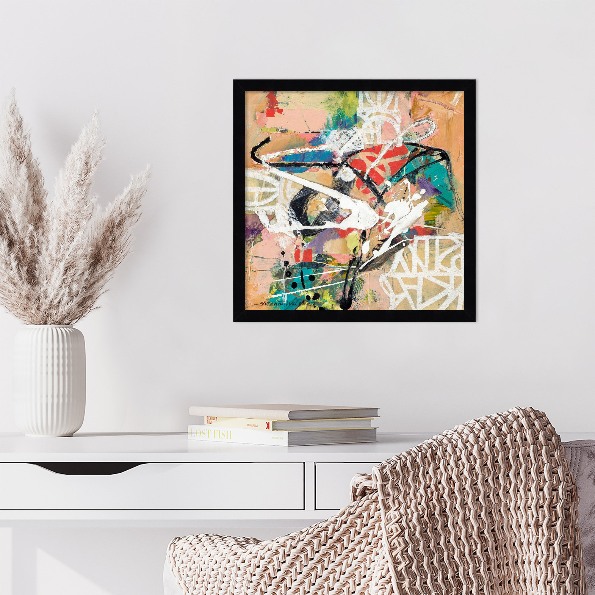 Talk 2 Me by Sutter Wood Framed Wall Art Print, Black, 17" H x 17" W