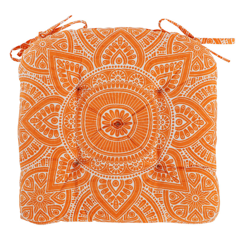 Outdoor 2'' Dining Chair Chair Pad, Orange, 16" H x 16" W