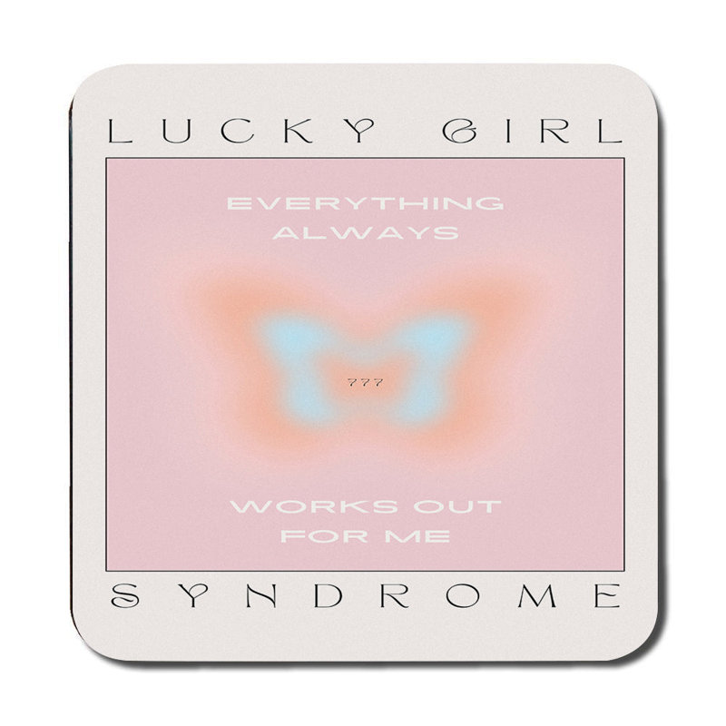Lucky Girl Syndrome Placemat And Coaster Set 11x8 Inches With Wood Bottom High End Print Limited Edition