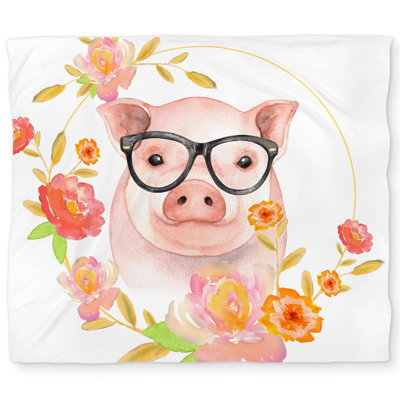 Happy Little Pig Orange Duvet Cover | Children Art Decor