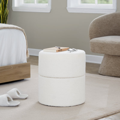 Spin Swivel Ottoman in Cream Polyester Fabric