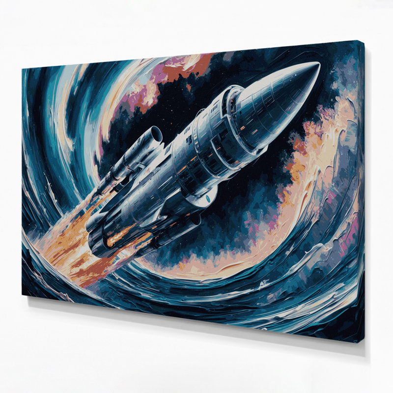 Art mural sur toile bleu Space SpaceX Starship concepts