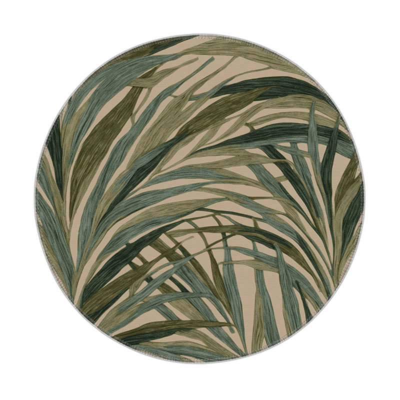 Tapis d'intérieur et d'extérieur brun Botanical, Rond 5 pi
