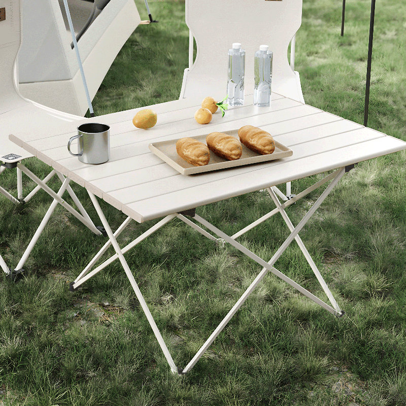 Aluminum Foldable Camping Table, Portable Folding Camp Table with Fold Up Tabletop and Carrying Bag