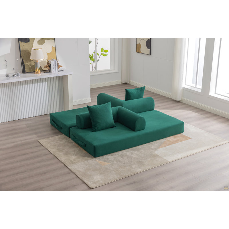 Canapé pliable et compressible, Velours côtelé émeraude
