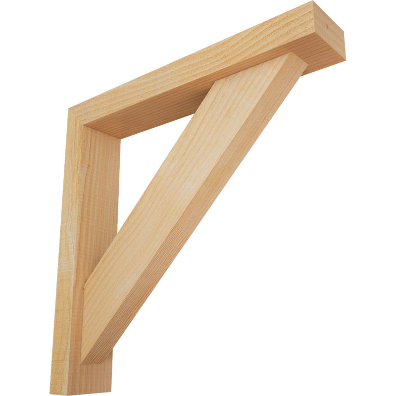 Traditional Block Bracket w/ Offset Brace, 22 x 22, 4"W Douglas Fir (Rough Sawn)