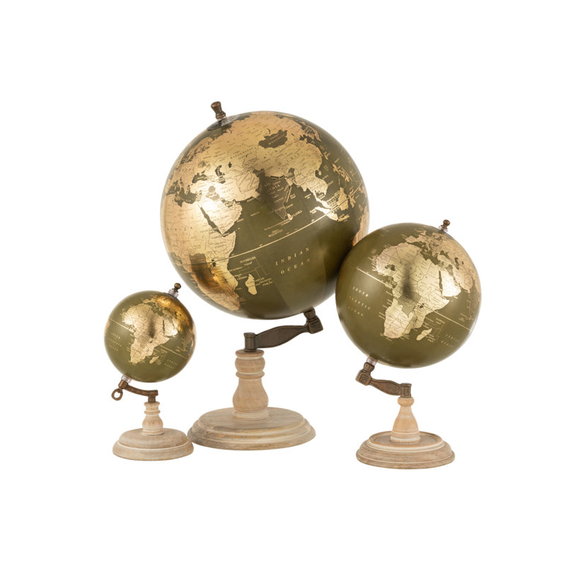 Wood Floor Globe, 50cm H x 30cm W x 30cm D