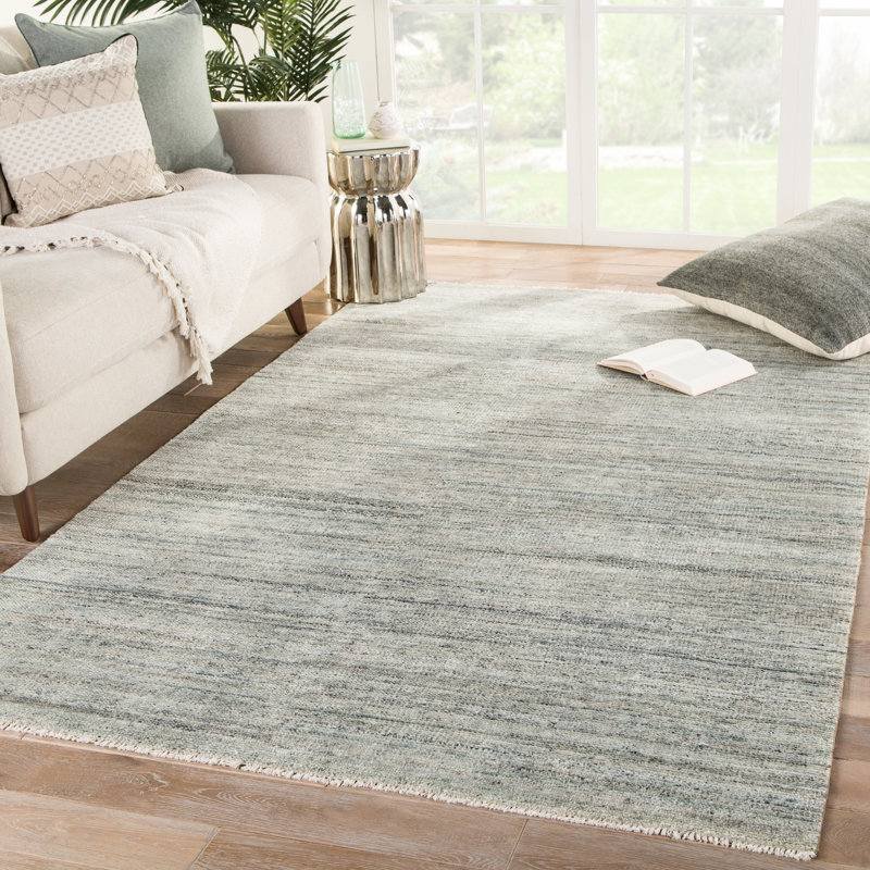 Jaipur Living Origin SAG02 Handknotted Solid Light Blue and Light Gray Area Rug (12'x15'), Rectangle 12' x 15'