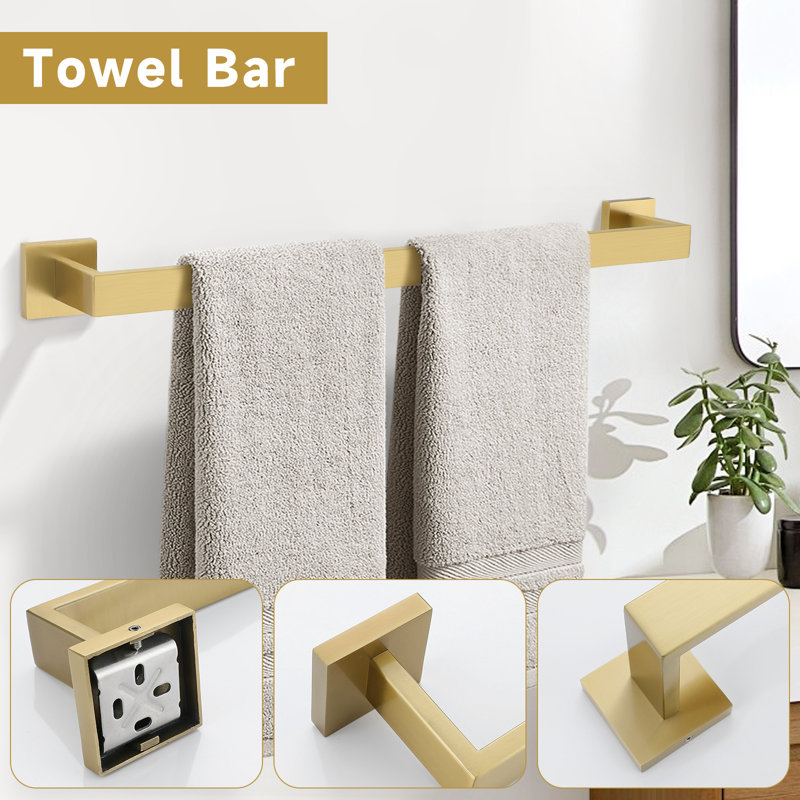 5 Piece Bathroom Hardware Set (Set Of 5), Brushed Gold
