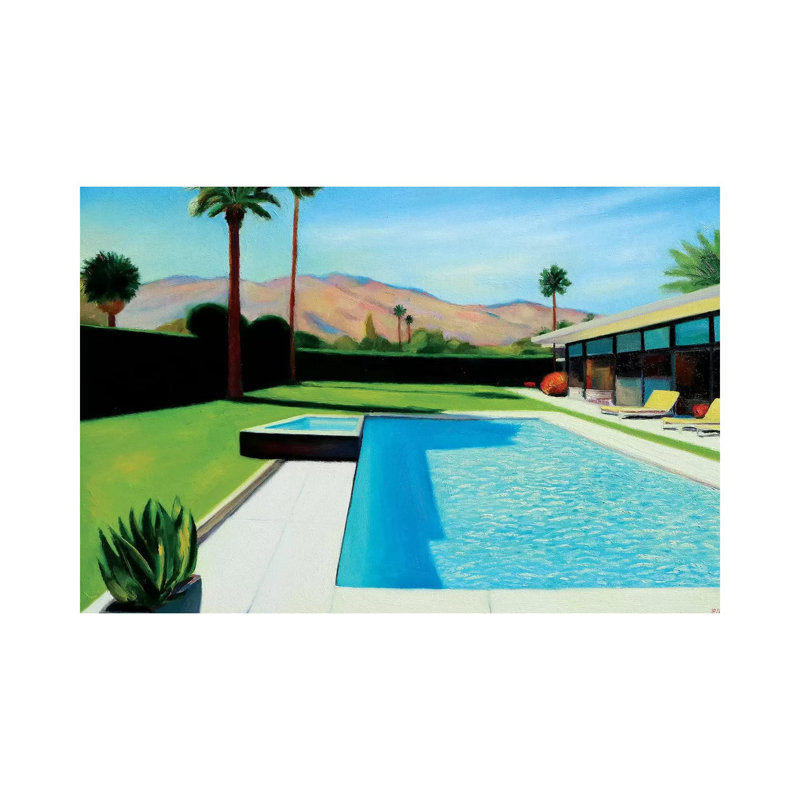 «Palm Springs London» par Ieva Baklane - impression d'art graphique, Toile tendue, H 12 po x l 18 po x 1,5 po
