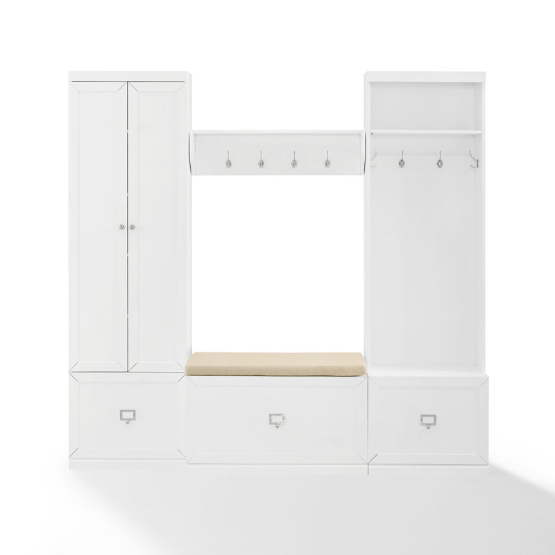 Crestshire Hall Tree 77'' Wide with Bench, White