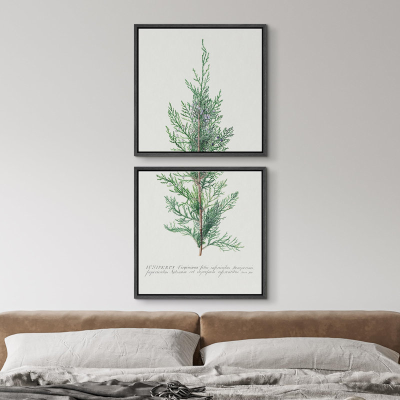" Green Pine Tree Forest Modern Art Text And Words Decor Nordic Minimalist Neutral Zen " 2 - Pieces, Black, 24" H x 24" W