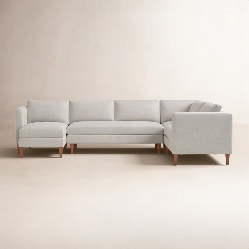 Clifford 4-Piece Upholstered Custom Sectional, Left Hand Facing, Turbo Ash Basketweave