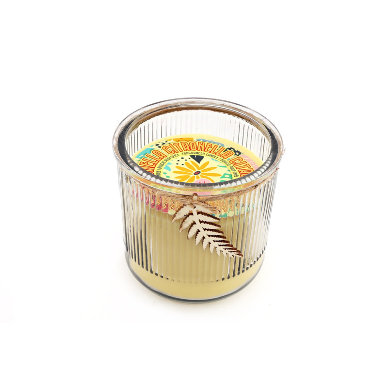 Citronella Scented Jar Candle with Glass Holder