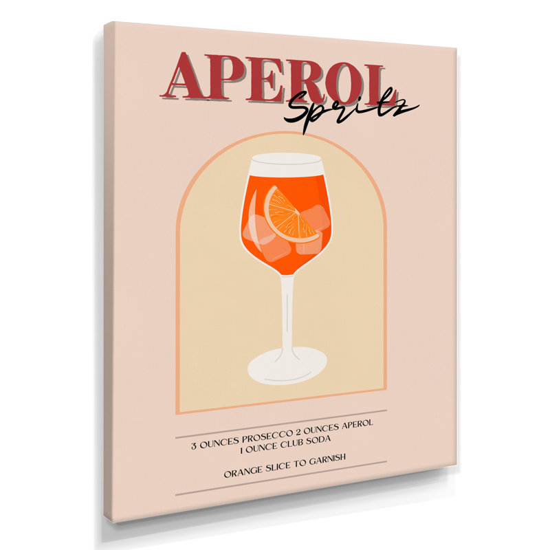 Citrine Aperol Spirz Italian Cocktail - Décoration murale cocktails, Toile tendue, H 32 po x l 16 po x P 1 po