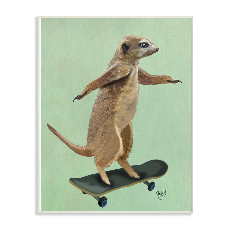 « suricate on ragement illustration », impression, H 15 po x l 10 po x P 0,5 po, Plaque murale