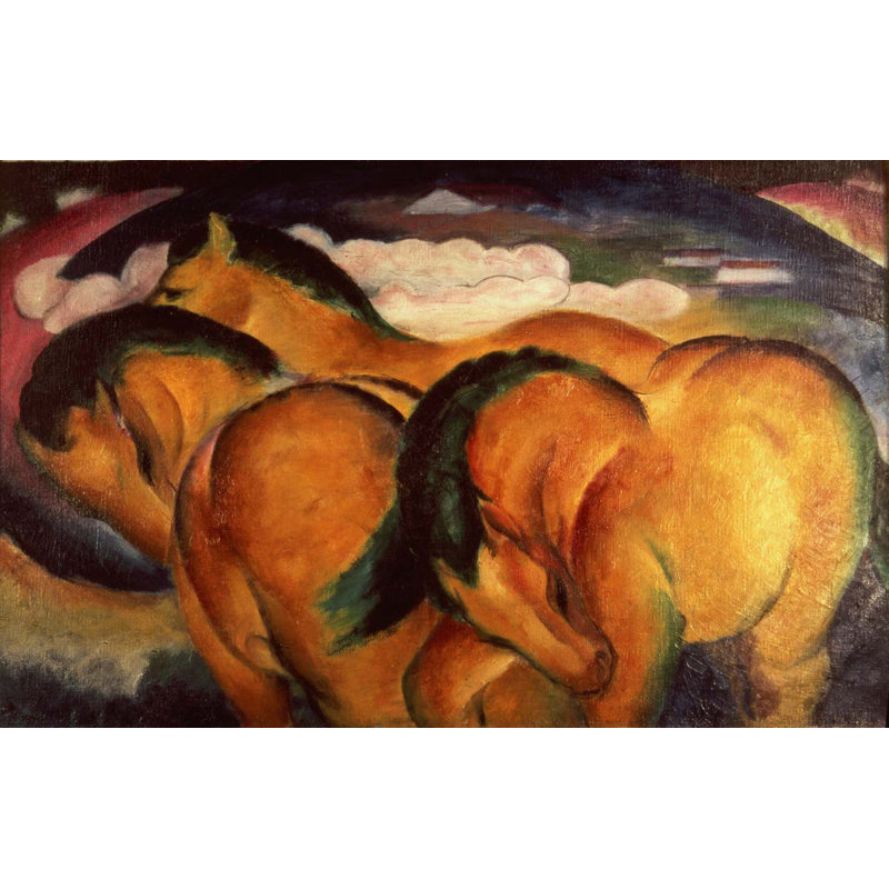 Affiche brillante 1912 «Little Yellow Horses», H 15 po x l 24 po