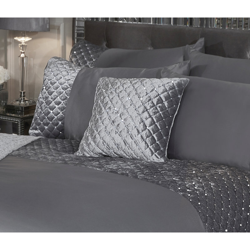 Glamour Square Throw Pillow Cover, Silver