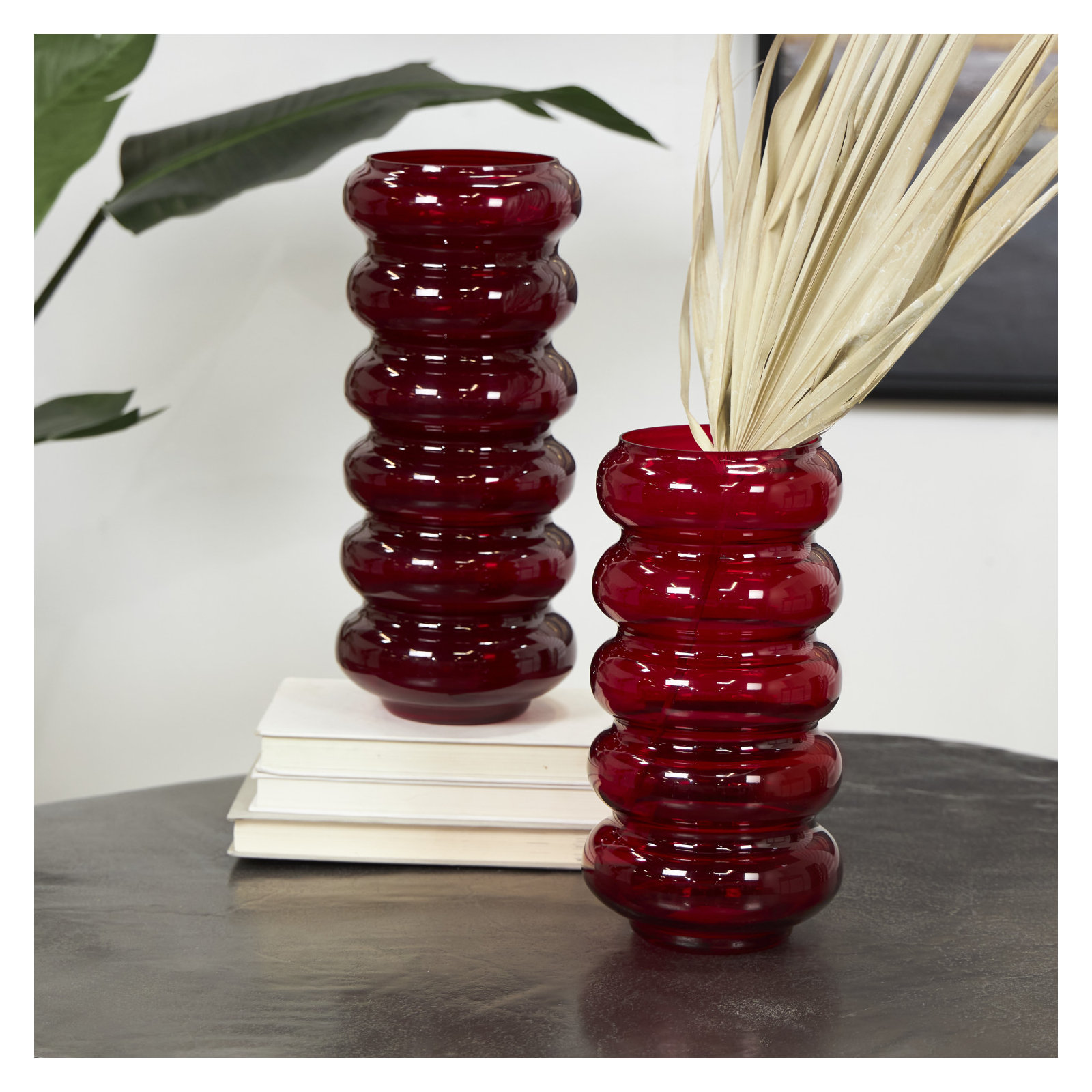 Glass Table Vase, Red