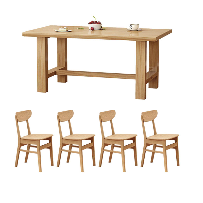 Solid wood solid large table set, Burlywood, 29.52"H x 62.99"L x 33.46"W