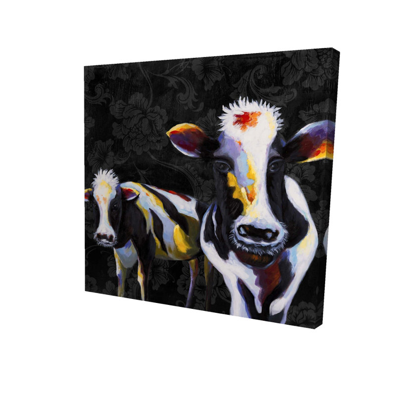 Two Funny Cows Victorian Canvas - Rustic Animals Bedroom Decor
