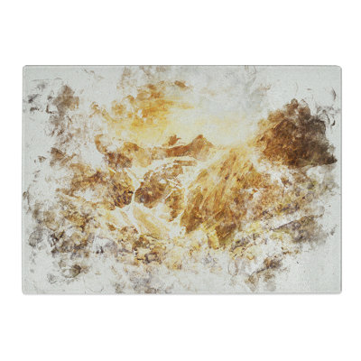 Tempered Glass Golden Mountain Valley Chopping Board