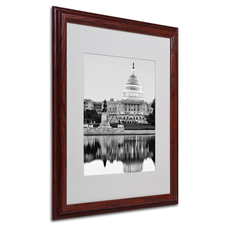 Brown Framed Capitol Reflections II Canvas Print, 20" x 17"