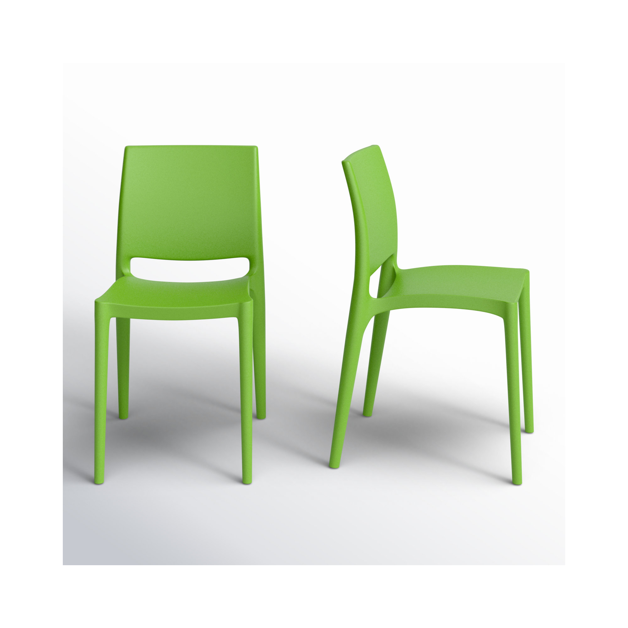 Burt Stacking Patio Dining Side Chair, Tropical Green