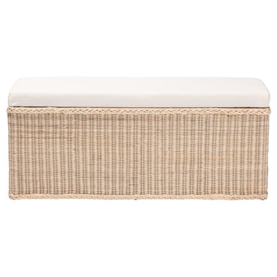 Rangement en bois naturel et en bois, poteau complexe au design rustique, rangement surélevé, revêtement en tissu rembourré de mousse, profondeur de 16,54 po, largeur de 45,9 po, hauteur de 19,02 et 23,25 lb, compartiment