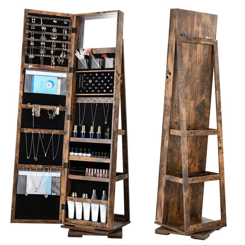 15'' Wide Metal Jewelry Armoire, Brown