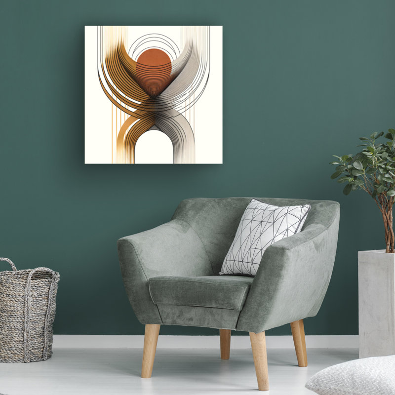 "Abstract Mid Century Abstract", peinture sur toile, H 18 po x l 18 po x P 2 po
