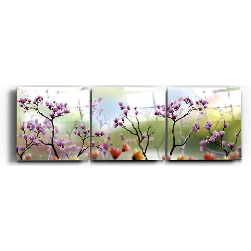 3 pièces d'art mural en acrylique "Blossom Daydream", 60 "x 20"