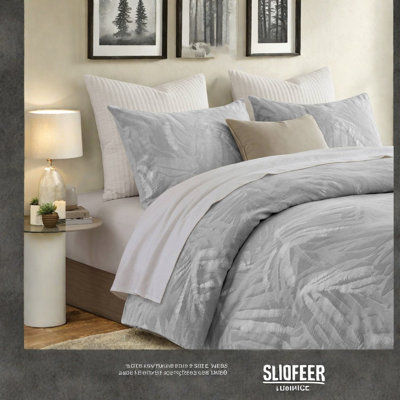 Ensembles de literie pour très grand lit en coton de qualité supérieure, confort de chambre moderne gris clair