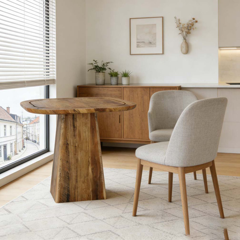 Table de salle à manger carrée avec base piédestal robuste